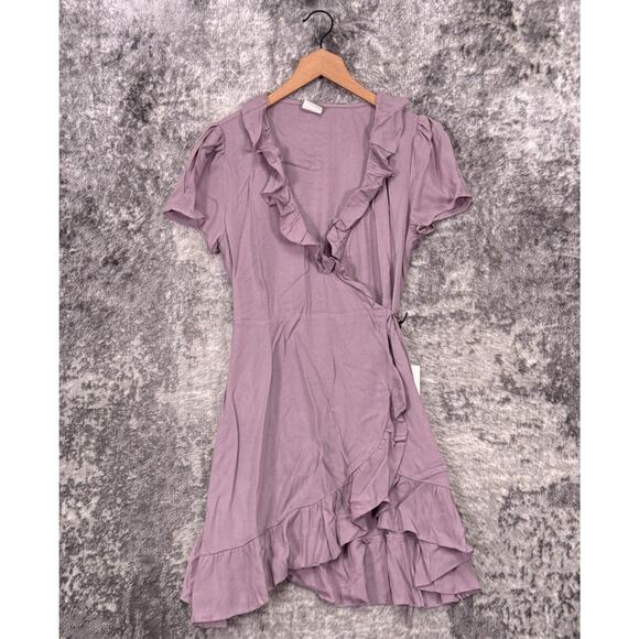 New Aritzia Dress Medium Womens Sunday Best Purple Ruffle Wrap - Picture 1 of 8